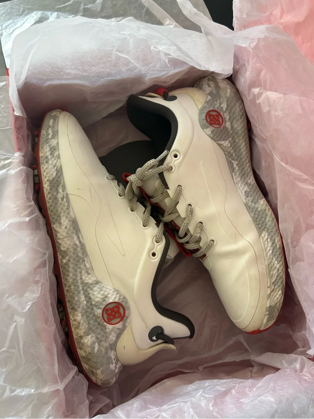 The G/FORE Men's MG4+ O2 G/Lock Camo Mid Sole Golf Shoe Size 8